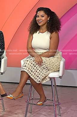 Arianna’s ivory mixed media dress on Today