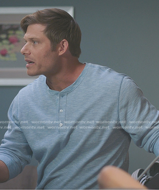Atticus’s blue henley shirt on Greys Anatomy