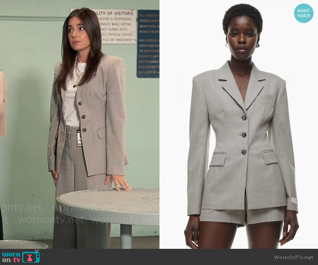 Babaton Standout Blazer in Heather Light Grey worn by Molly Lansing-Davis (Kristen Vaganos) on General Hospital