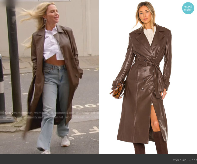 Bardot Faux Leather Trench Coat worn by Jennifer Pedranti on The Real Housewives of Orange County