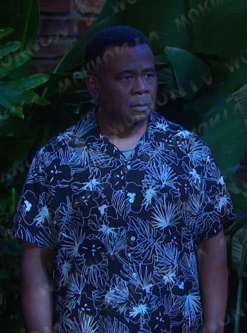 black floral short sleeve shirt on Days of our Lives