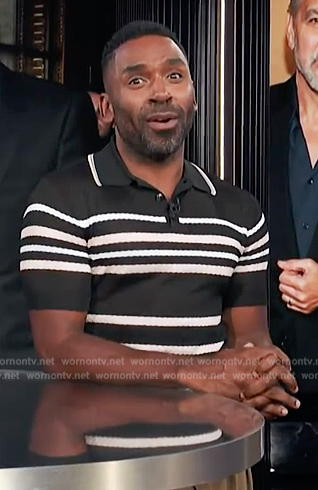 Justin’s stripe open knit shirt on E! News