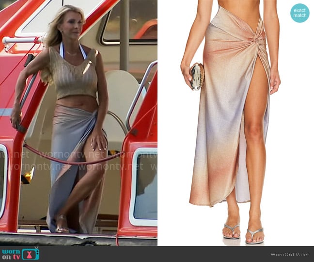 Boamar Beatrix Sarong in Ocaso Ombre worn by Joan Vassos on The Golden Bachelorette