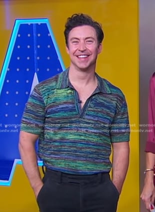 Brian Jordan’s green space dye polo on Good Morning America
