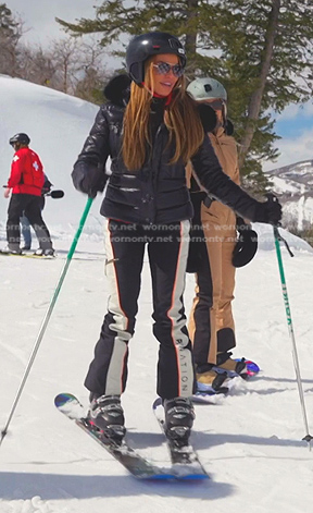 Britani’s black puffer jacket and ski pants on The Real Housewives of Salt Lake City