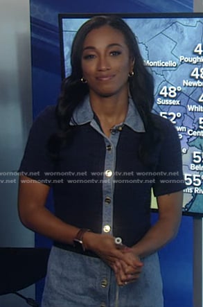 Brittany’s blue colorblock denim dress on Good Morning America