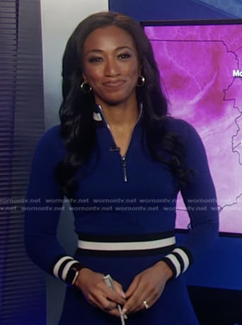 Brittany’s blue contrast stripe dress on Good Morning America