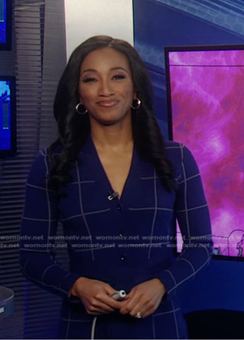 Brittany’s blue windowpane knit dress on Good Morning America
