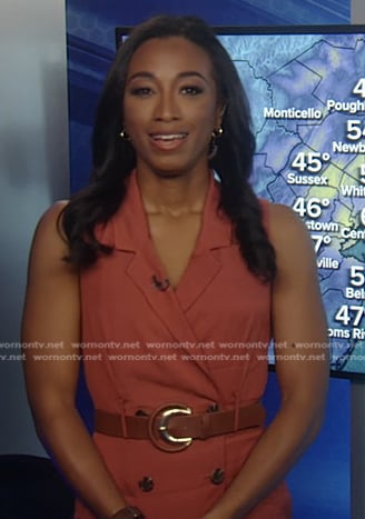 Brittany’s pink double breasted sleeveless dress on Good Morning America