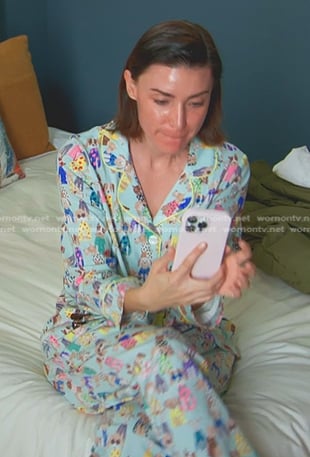 Bronwyn’s blue dog print pajamas on The Real Housewives of Salt Lake City