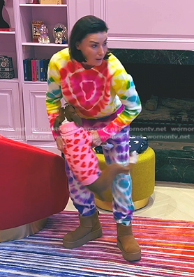 Bronwyn’s tie dye sweater and pants on The Real Housewives of Salt Lake City