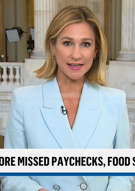 Caitlin Huey-Burns’ light blue blazer on CBS Mornings