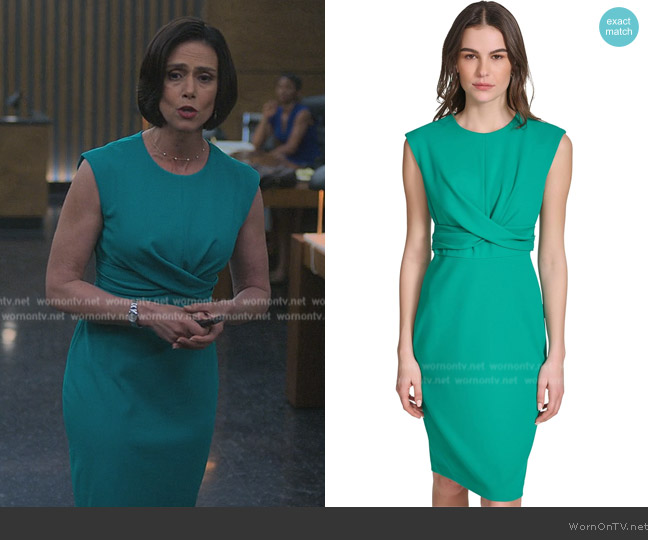 Calvin Klein Cap Sleeve Scuba Crepe Pleated Skirt Dress