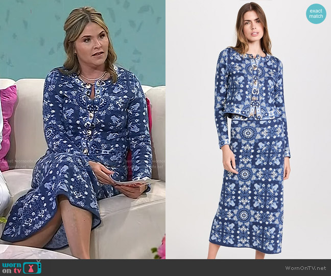 Cara Cara Livi Jacket in Blue Rita Tile worn by Jenna Bush Hager on Today