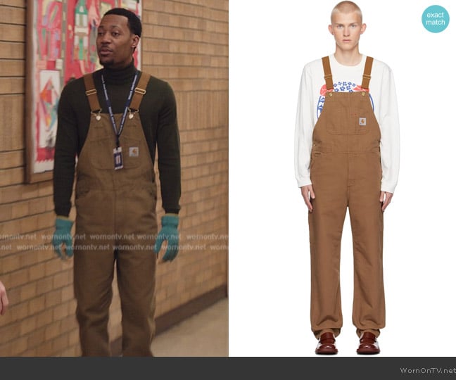 Carhartt Brown Bib Overalls worn by Gregory Eddie (Tyler James Williams) on Abbott Elementary