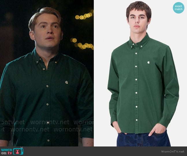 Carhartt Madison Shirt in Sycamore Tree / Wax worn by Nick Nelson (Kit Connor) on Heartstopper