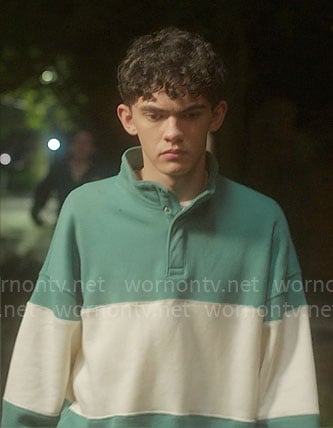 Charlie’s green and white sweatshirt on Heartstopper
