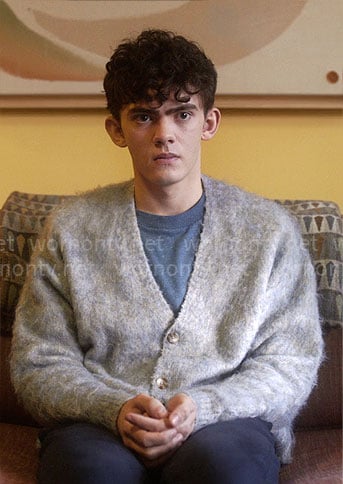 Charlie’s fluffy v-neck cardigan on Heartstopper