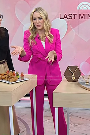 Chassie’s pink tie waist blazer and pants on Today