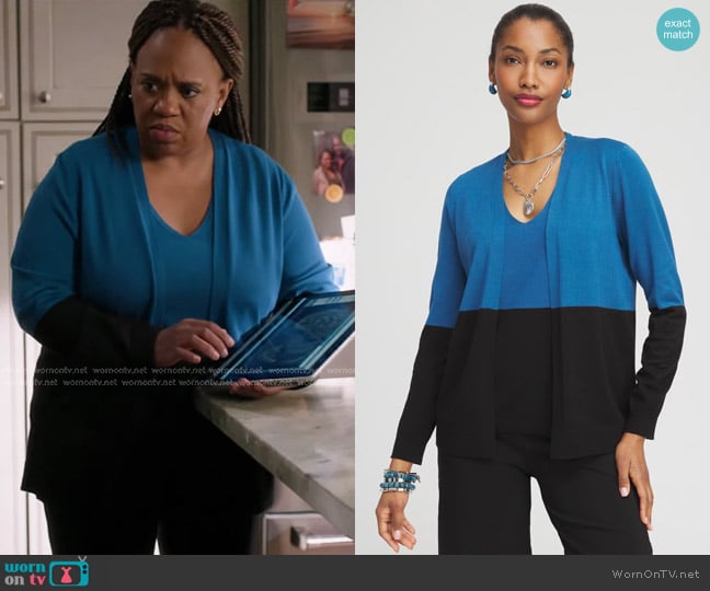 Chico's Colorblock V-neck Sweater Tank worn by Miranda Bailey (Chandra Wilson) on Greys Anatomy