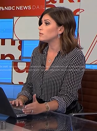 Chloe Melas’s black check blouse on NBC News Daily