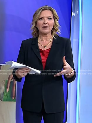 Christine’s red cami and black ruched sleeve blazer on Today
