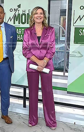 Christine’s pink satin blazer and pant suit on Today