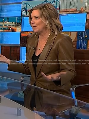 Christine Romans’ brown leather blazer on NBC News Daily