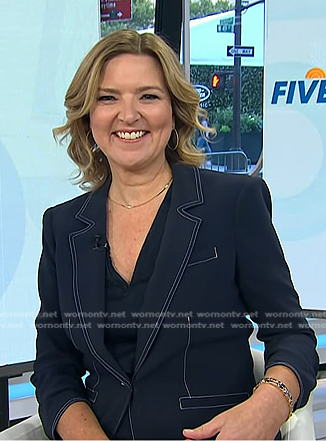 Christine’s navy blazer with white stitching on Today