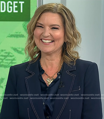 Christine’s navy blazer with white stitching on Today