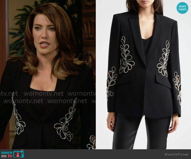 Cinq a Sept Rhinestone Paisley Cheyenne Blazer worn by Steffy Forrester (Jacqueline MacInnes Wood) on The Bold and the Beautiful