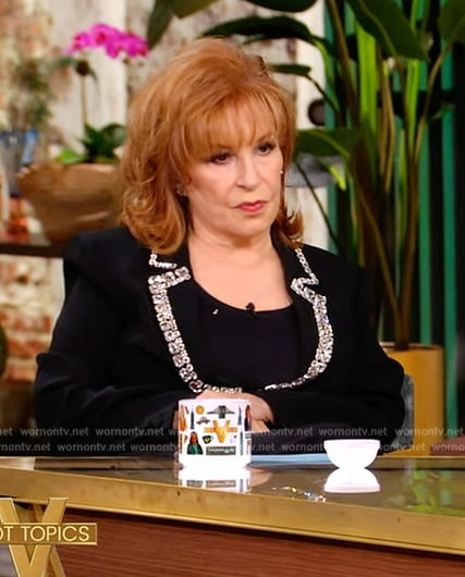 Joy’s black beaded trim blazer on The View