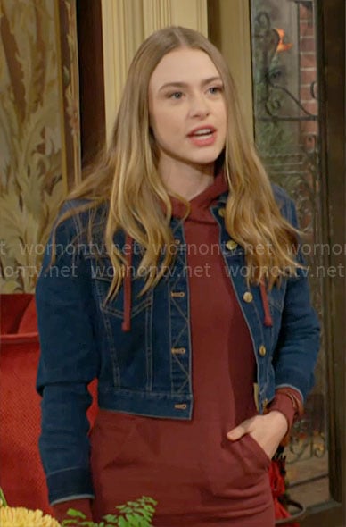 Claire’s red hoodie dress on The Young and the Restless