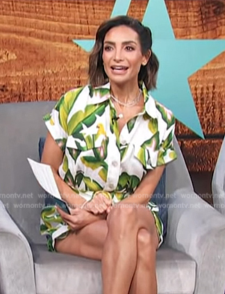 Courtney’s leaf print romper on Access Hollywood