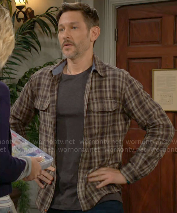 Daniel’s brown plaid shirt on The Young and the Restless