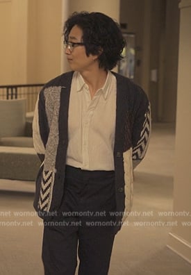 Daniel’s patchwork cardigan on Reasonable Doubt