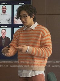 Daniel’s striped mohair sweater on Reasonable Doubt