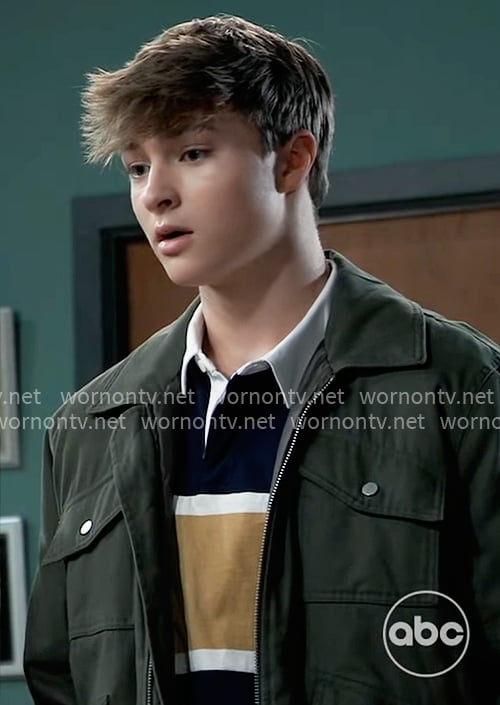 Danny’s navy and yellow polo shirt on General Hospital
