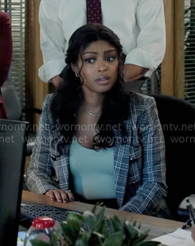 Daphne’s grey plaid blazer on High Potential