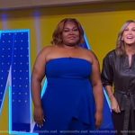Da’Vine Joy Randolph’s blue strapless ruffle jumpsuit on Good Morning America