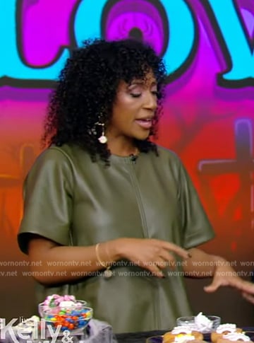 Dayna Isom’s green leather mini dress on Live with Kelly and Mark