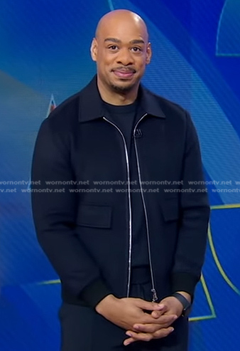 DeMarco Morgan’s navy zip jacket on Good Morning America