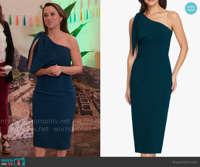 Dress the Population Tiffany Dress in Pine worn by Lacey Chabert on Celebrations with Lacey Chabert