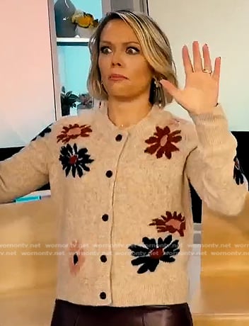 Dylan’s beige floral cardigan on Today
