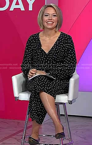 Dylan’s black polka dot jumpsuit on Today