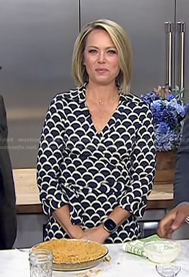 Dylan’s blue scalloped print wrap dress on Today
