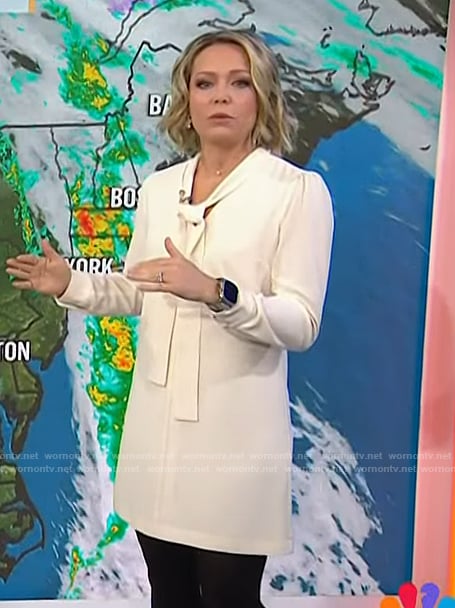 Dylan’s white tie neck dress on Today