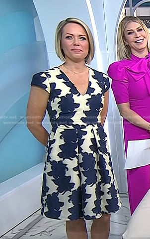 Dylan’s ivory and navy floral cap sleeve dress on Today
