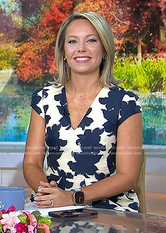 Dylan’s ivory and navy floral cap sleeve dress on Today