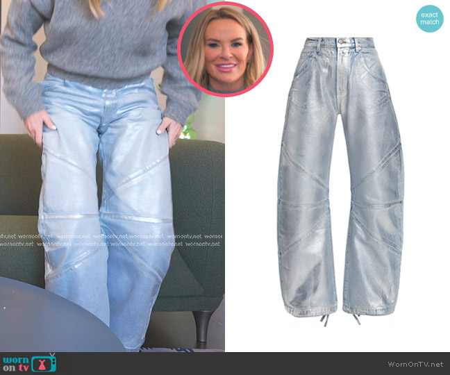 EB Denim Frederic Foil High-Rise Seamed Bow-Leg Jeans worn by Heather Gay on The Real Housewives of Salt Lake City